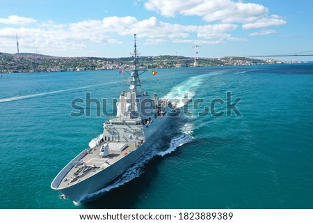 Spanish Navy Ship transits Istanbul Strait in Turkey