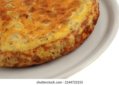 Spanish Omelet In A Plate Close Up