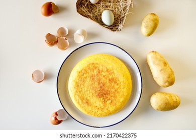 Spanish Omelette On White Background. Tortilla Espanola.