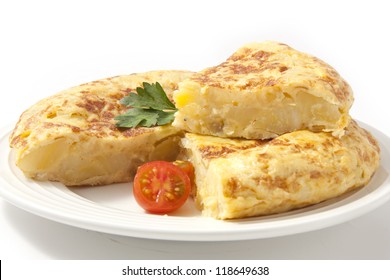 Spanish Omelette With Potatoes And Onion. Tortilla Espanola