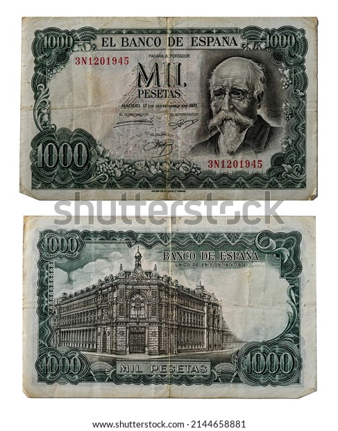 Spanish peseta -\
1000 pesetas bill from\
1971.