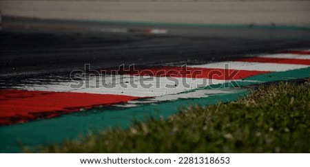 Spanish racetrack kerb from the ground.