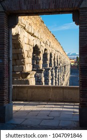 Spanish Segovia And Roman Aqueduct Bridge