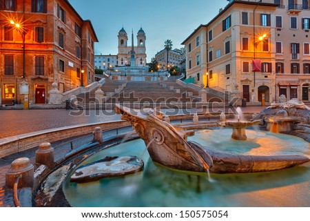 Spanish Steps at dusk, Rome, Italy