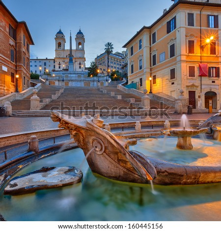 Spanish Steps at dusk, Rome, Italy