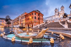 Spanish Steps In Rome, Italy In The Early Morning.
