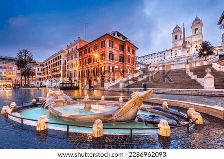 Spanish Steps in Rome, Italy in the early morning.