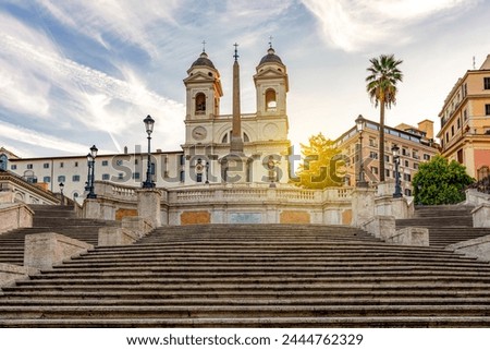 Spanish steps and Trinita dei Monti church in Rome, Italy