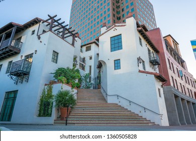 Spanish Style Staircase Entrance to Apartments in Westwood, Los Angeles, California
