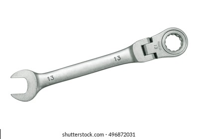 Spanner ratchet wrench  isolated on white background