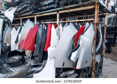 Spare Car Parts Lined Side By Side Scrap Car Parts Junkyard Wonderful Interesting Different Varied Background Displays Industrial Industrial Buying Now.