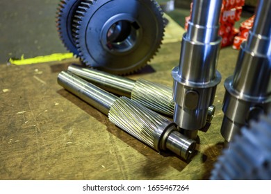 spare part helical gear and key shaft wait for assembly - Powered by Shutterstock