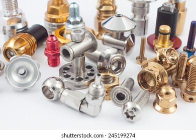 Spare part of motorcycle,bolt nut screw and etc, for decorating and maintenance on white background - Shutterstock ID 245199274