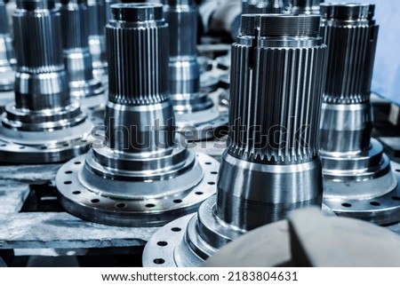 Spare parts for agricultural machines. Abstract industrial background