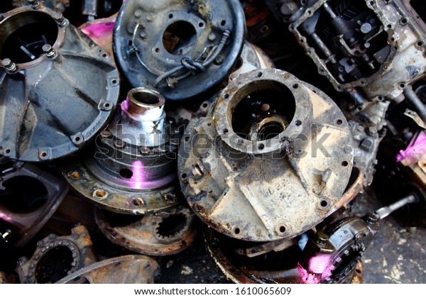 Spare parts and parts\
of cars that are no longer used are separated for sale in the Talat\
Noi area. Bangkok