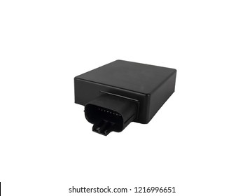 Spare Parts Of Motorcycle Capacitor Discharge Ignition (CDI) Isolated On White Background.