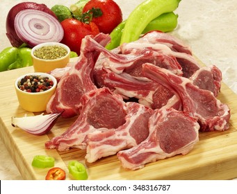 Spare Rib Roast/Spare Rib Joint/Blade Shoulder/Shoulder Butt were thinly sliced and placed on wooden cutting board - Powered by Shutterstock