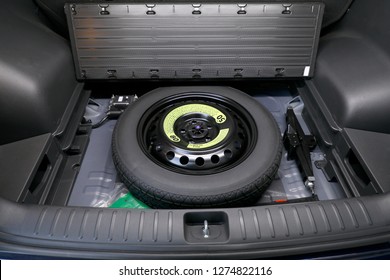 Spare Tire In The Trunk Of The Car