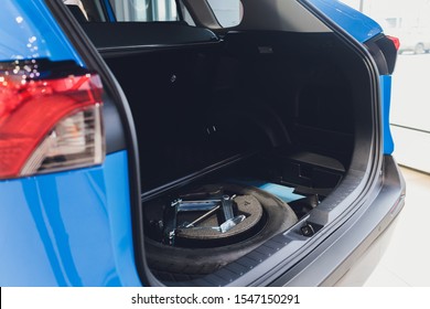 Spare Tire In The Trunk Of A Modern Car.