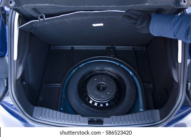 Spare Tire In The Trunk Of A Modern Car