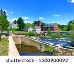 Sparhawk Mill , formerly a cotton mill house exterior by bridge street dam in Yarmouth Maine United States.