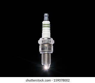 Spark Plug Isolated On Black Background 