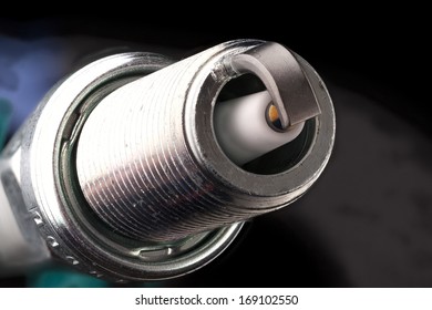 Spark Plug On Black Background