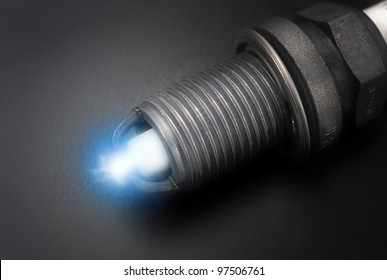 Spark Plug On Black Background Close Up