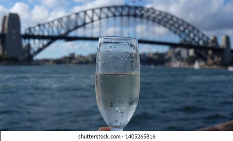 Sparking Wine And Sydney Harbour Bridge