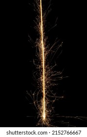 Sparkler Trail Of Light With Sparks In A Straight Line