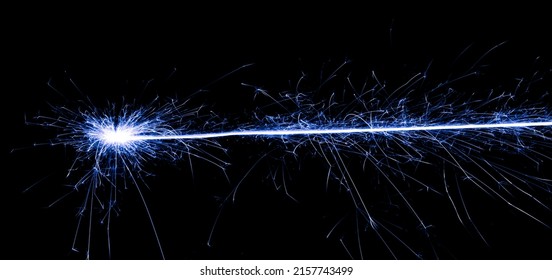 Sparkler Trail Of Light With Sparks In A Straight Line