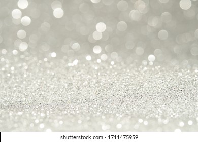 Sparkles Of Silver Glitter Abstract Background