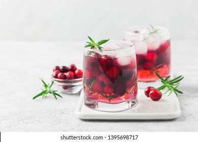 Sparkling Cranberry Kombucha Mocktail. Selective Focus, Space For Text.