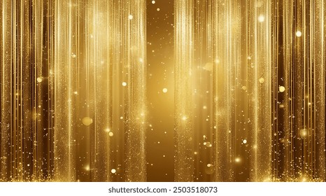 A sparkling, golden background with a layer of shimmering glitter, creating a sense of luxury and elegance. Abstract, minimalist luxury