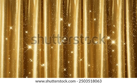 A sparkling, golden background with a layer of shimmering glitter, creating a sense of luxury and elegance. Abstract, minimalist stars