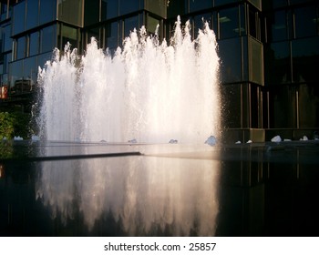 A sparkling modern fountain
