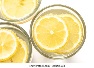 Sparkling Water Glass With Lemon, View From The Top