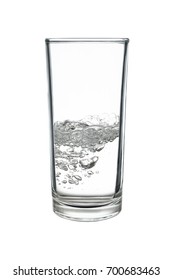 It Is Sparkling Water Or Soda Water In Highball Or Long Drink Glass Isolated On White.