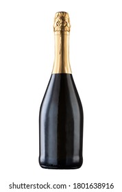 Sparkling Wine Bottle, No Label, Isolated On White Background