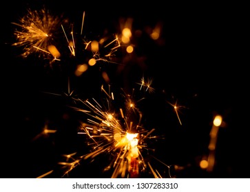 Sparks Of Fire On A Black Background Welding Fireworks.