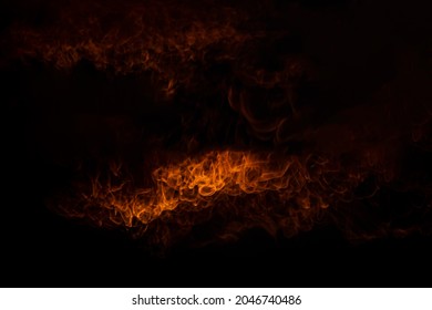 Sparks And Fire Particles,Flying Up Embers And Burning Cinder,Smoke,Fire Flames On A Black Background.