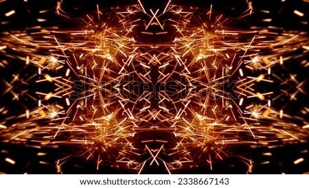 Sparks Flying from Angle Grinder Abstract Kaleidoscope Pattern Slow Motion