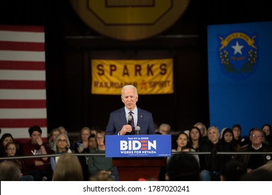 Sparks, Nevada / USA - January 10 2020: Former Vice President and presidential candidate, Joe Biden, held a rally at Sparks High School ahead of the Nevada Democratic Caucuses.
