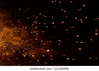 Sparks On Black Background From Welding Of Steel