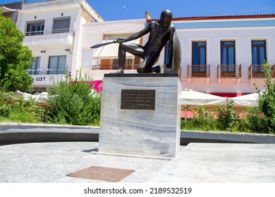 Sparta, Greece, July 20, 2022. Statue Of A Spartan Soldier In The Main Square Of Sparta