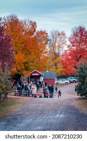 Sparta, MI, USA - October 17th 2020:  People Enjoying Fall Festivities At An Orchard