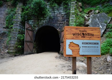 Sparta, Wisconsin USA - July 2nd, 2022: Old Train Tunnel On Elroy To Sparta Wisconsin Nature Bike Trail 