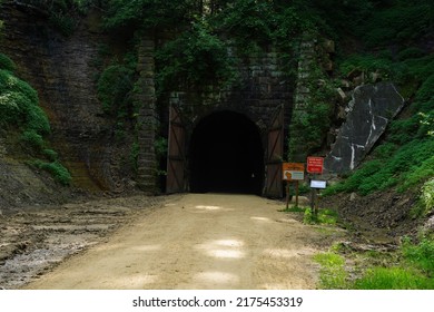 Sparta, Wisconsin USA - July 2nd, 2022: Old Train Tunnel On Elroy To Sparta Wisconsin Nature Bike Trail 