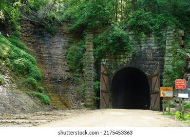 Sparta, Wisconsin USA - July 2nd, 2022: Old Train Tunnel On Elroy To Sparta Wisconsin Nature Bike Trail 