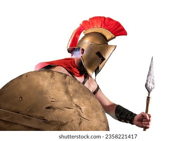 
					a Spartan warrior from ancient Greece  on a white background